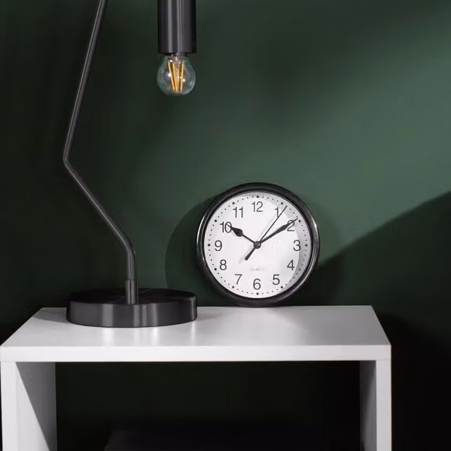 OHS Minimalist Round Analogue Wall Clock in Black
