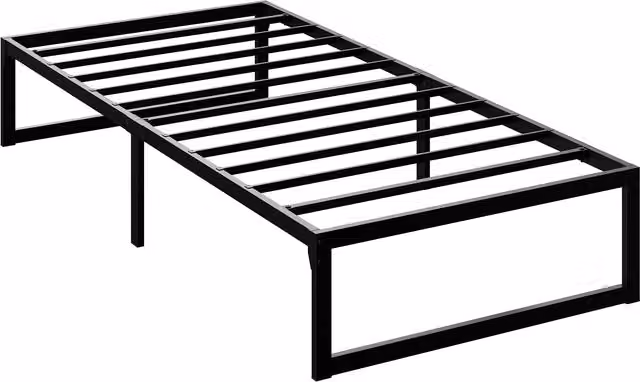 HOMCOM Single Bed Frame with Underbed Storage and Steel Slat Support, Black, W/D/H: 90 x 190 x 32.5 cm