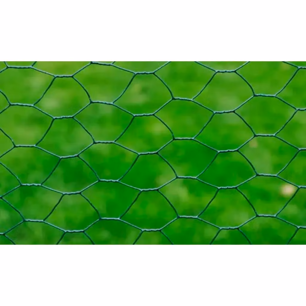 Berkfield Home Green PVC Coated Galvanised Steel Chicken Wire Fence, 25 x 0.5 m – 3
