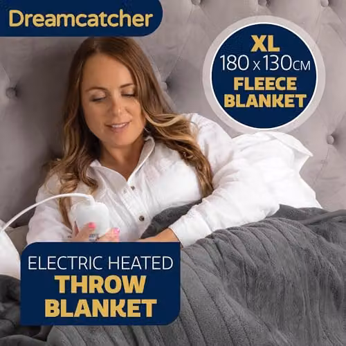 Dreamcatcher Grey Heated Throw Blanket with 9 Heat Settings and 12HR Timer – 2