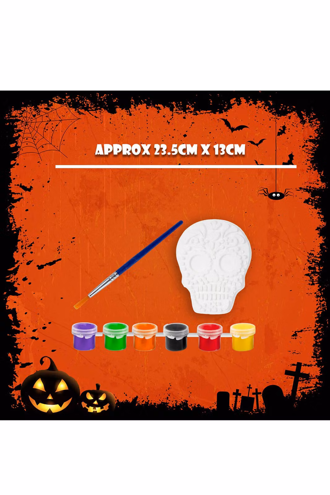 VFM e-Store Halloween Decorations Craft Paint Kit with 23.5 cm Skull in White – 2