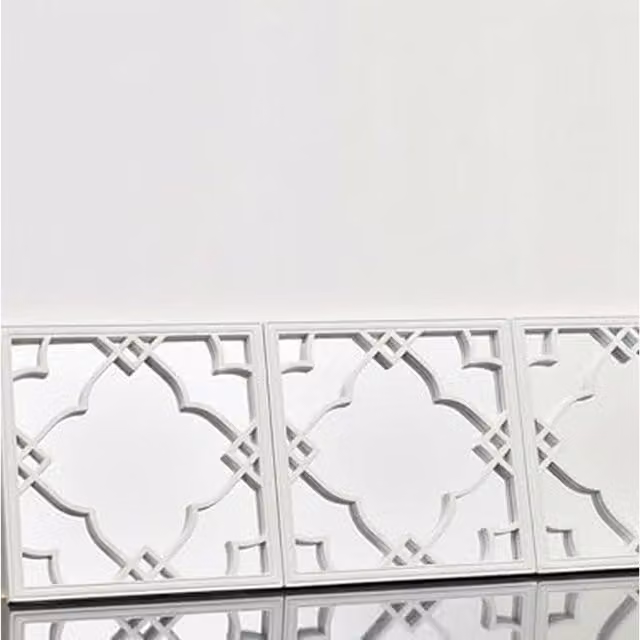 DEENZ Moroccan Tile Geometric Hanging Wall Mirror, White, W/D/H: 25 x 25 x 2.5 cm