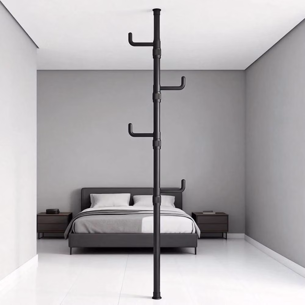Nordara Black Telescopic Ceiling Corner Laundry Pole Clothes Drying Rack, Steel Tension Rod, W/D/H: 100 x 15 cm – 2