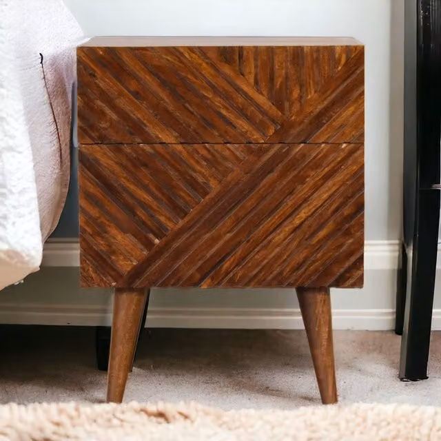 Artisan Furniture Lille 2-Drawer Mango Wood Bedside Table in Brown – 1