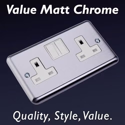 Varilight Metal Socket Plate in Grey, H x W x D: 148 x 88 x 31 mm – 3
