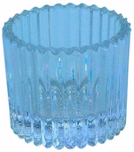 KDMD Blue Harrison Ribbed Glass Tealight Holder, 10 Pack, Diameter: 4.5 cm – 1