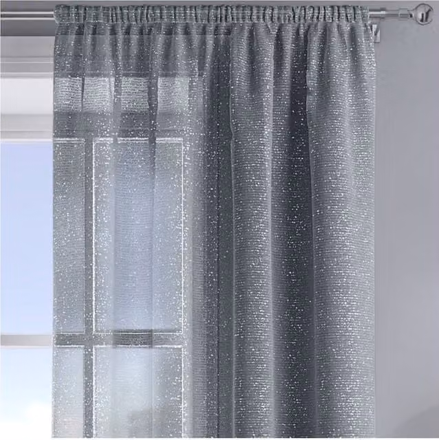 Velosso Alessandria Sheer Voile Fabric Panel Slot Top in Dark Grey, Width: 137 cm, Drop: 229 cm
