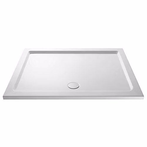 Nuie NTP033 Modern Rectangular Slimline Pearlstone Shower Tray, W: 1400 mm, D: 800 mm, H: 40 mm, Gloss White