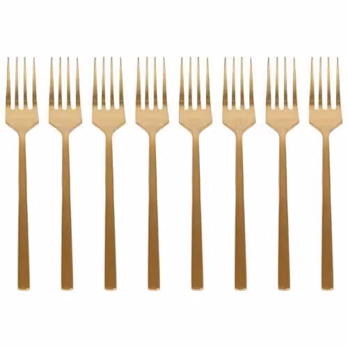 Argon Tableware Gold Stainless Steel Cake Fork Set of 8