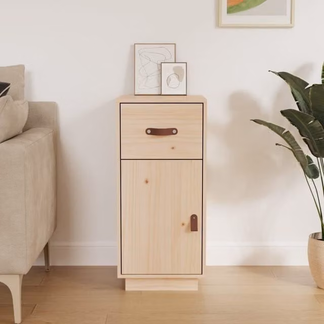 Berkfield Home Rustic Brown Solid Wood Pine Sideboard W/D/H: 34 x 40 x 75 cm