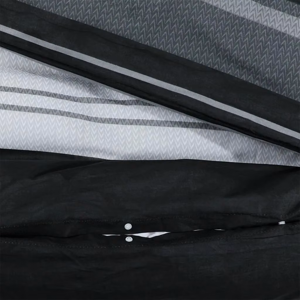 Berkfield Home Striped Cotton Duvet Cover and Pillowcase Set in Black and White, W: 240 cm, H: 220 cm – 4