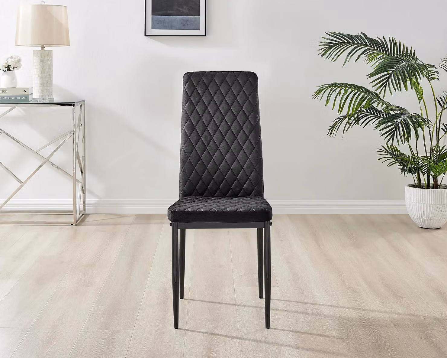 FurnitureboxUK Novara Grey Concrete Effect Round Dining Table and 6 Black Velvet Milan Chairs – 2