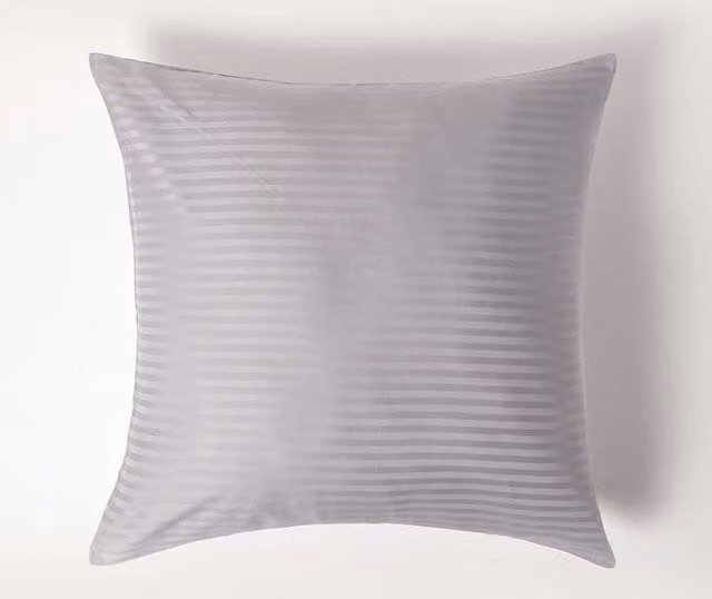 Homescapes Grey Egyptian Cotton Mako Satin Striped Euro Pillowcase with Zip, W/D/H: 80 x 80 cm, 330 TC