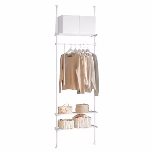 SoBuy White Adjustable Clothes Rail with Storage Shelves for Bedroom – 1