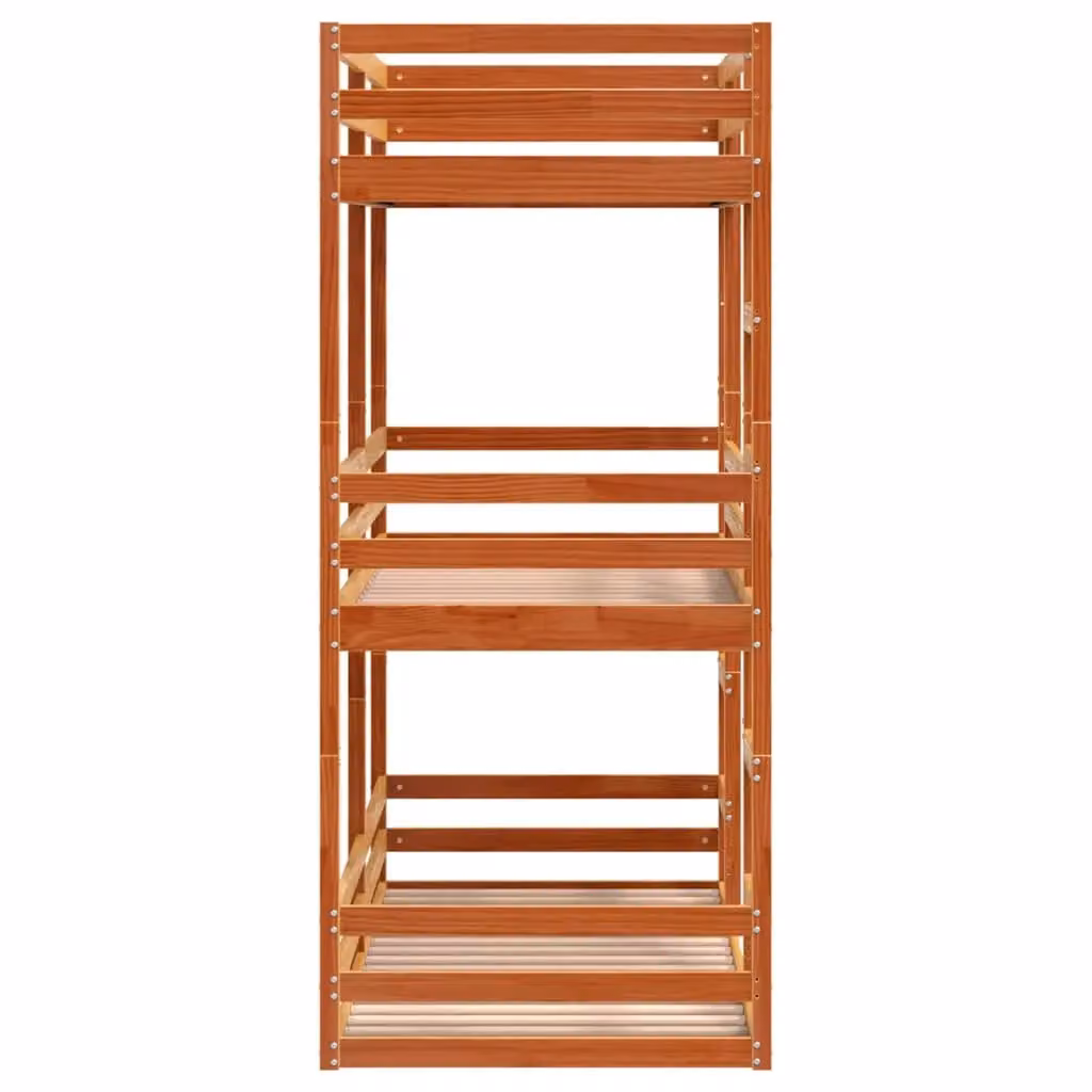 Berkfield Home Triple Bunk Bed in Wax Brown Solid Pine Wood, W/D/H: 80 x 200 cm – 4
