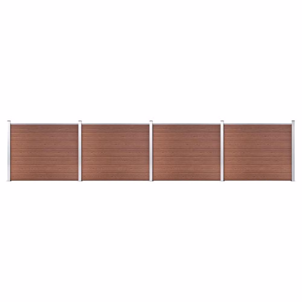 Berkfield Home Durable WPC Fence Panel Set, Brown, W: 699 cm, H: 146 cm – 2