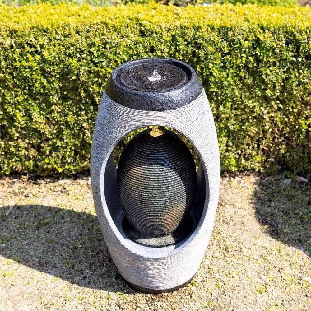 Primrose Nazare Oval Cascade Water Feature with Lights in Grey, Height: 75.5 cm – 3