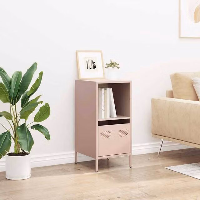 Berkfield Home Pink Modern Sideboard in Matt Metal, W/D/H: 35 x 39 x 73.5 cm – 1