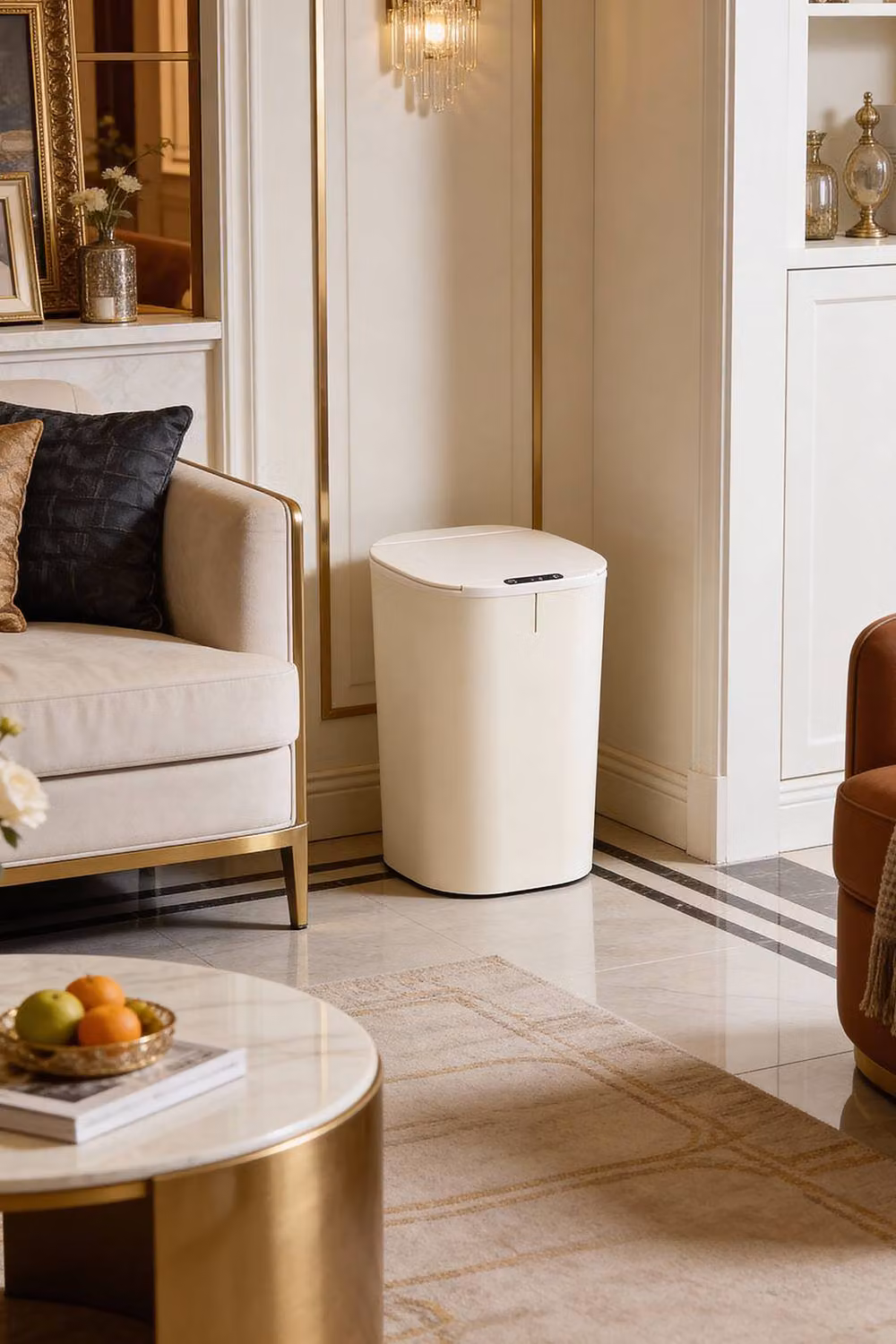 Living and Home Automatic Touchless Motion Smart Sensor Rubbish Bin with 3 Modes in Beige – 4