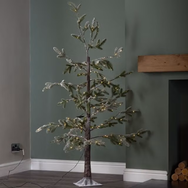 Samuel Alexander Snowy Noel Christmas Tree with Stand and Warm White LEDs, Green, H 150 cm x W 65 cm x D 65 cm – 1