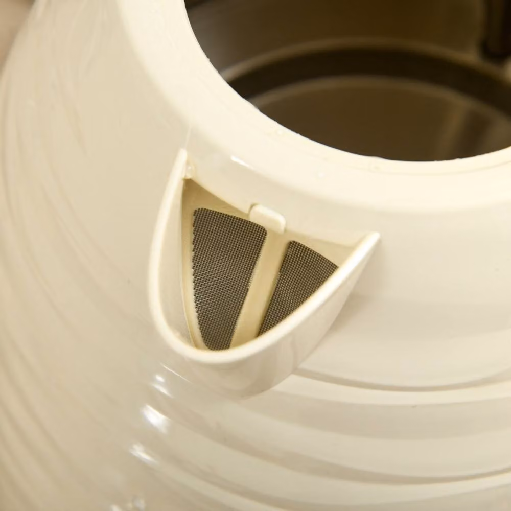Rolipo Beige Ceramic Kettle and 4-Slice Toaster Set with 2.0L Capacity and Auto Shut-Off – 3