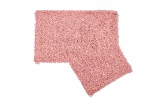 New Edge Blinds Tumble Twist Collection 2-Piece Pure Cotton Bath Mat and WC Pedestal Mat Set in Pink, W: 50 cm, H: 80 cm – 2