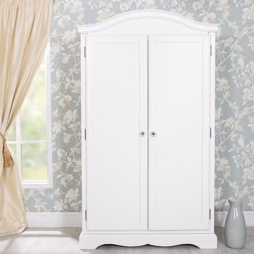 Statement Furniture Romance Double Wardrobe in White with Full Hanging Space and Hinged Doors