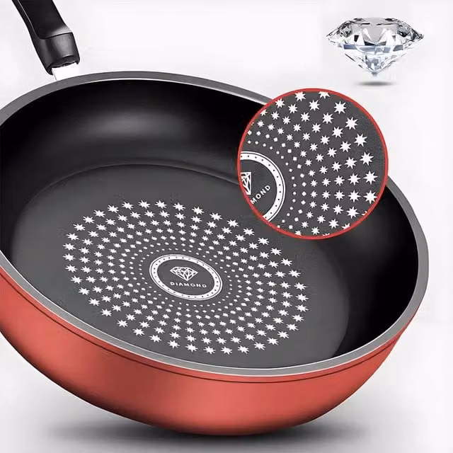 SPETLEK Non-Stick Round Stainless Steel Frying Pan in Red – 1