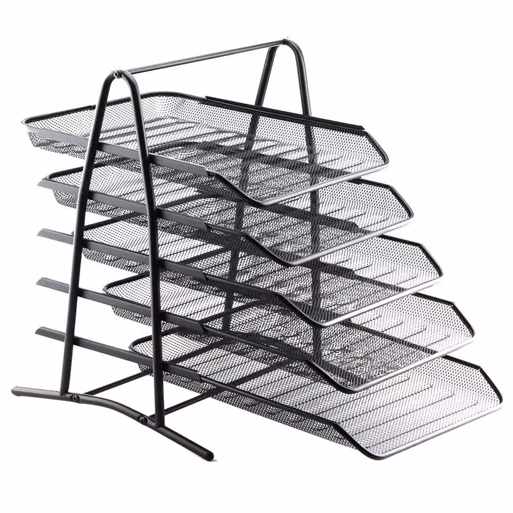 SPETLEK 5 Tier Wire Mesh A4 Document and Letter Filing Tray Holder in Black – 3