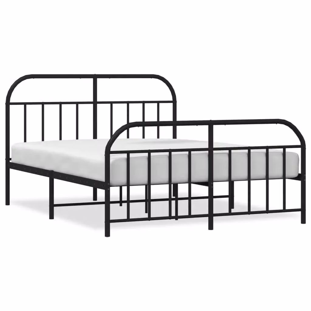 Berkfield Home Metal Bed Frame with Headboard and Footboard in Black, W/D/H: 180 x 200 cm – 2