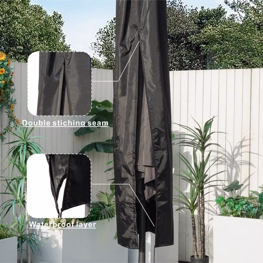 Direct Wicker All-Weather Nylon Parasol Umbrella Cover in Black – 4