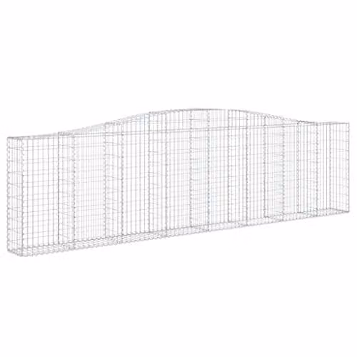 vidaXL Set of 6 Arched Gabion Baskets in Silver Galvanised Steel, W/D/H: 400 x 30 x 100/120 cm – 1