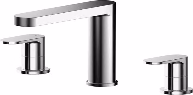 Balterley Current Round Deck Mounted 3 Tap Hole Bath Filler Tap with Two Handles in Chrome Silver