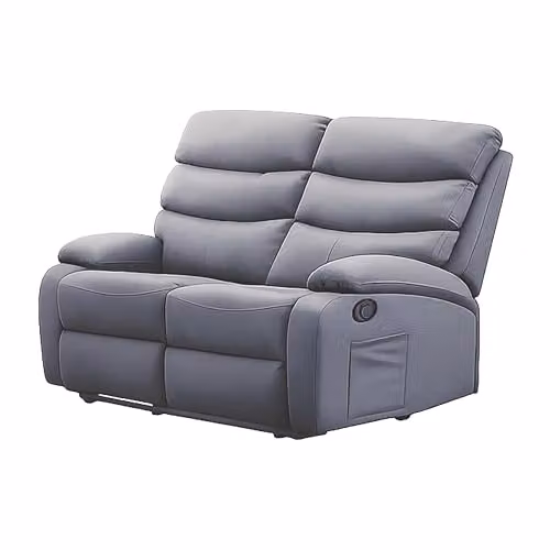 Kidsaw 2 Seater Manual Recliner Sofa in Grey Faux Leather and Fabric – 1