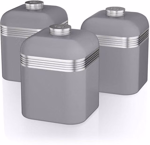 Swan Retro Set of 3 Canisters in Grey