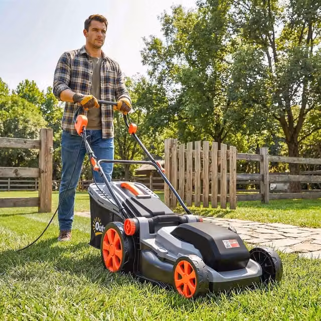 Outsunny 1800W Electric Lawnmower with 40cm Cutting Width and Mulching Kit, Light Grey