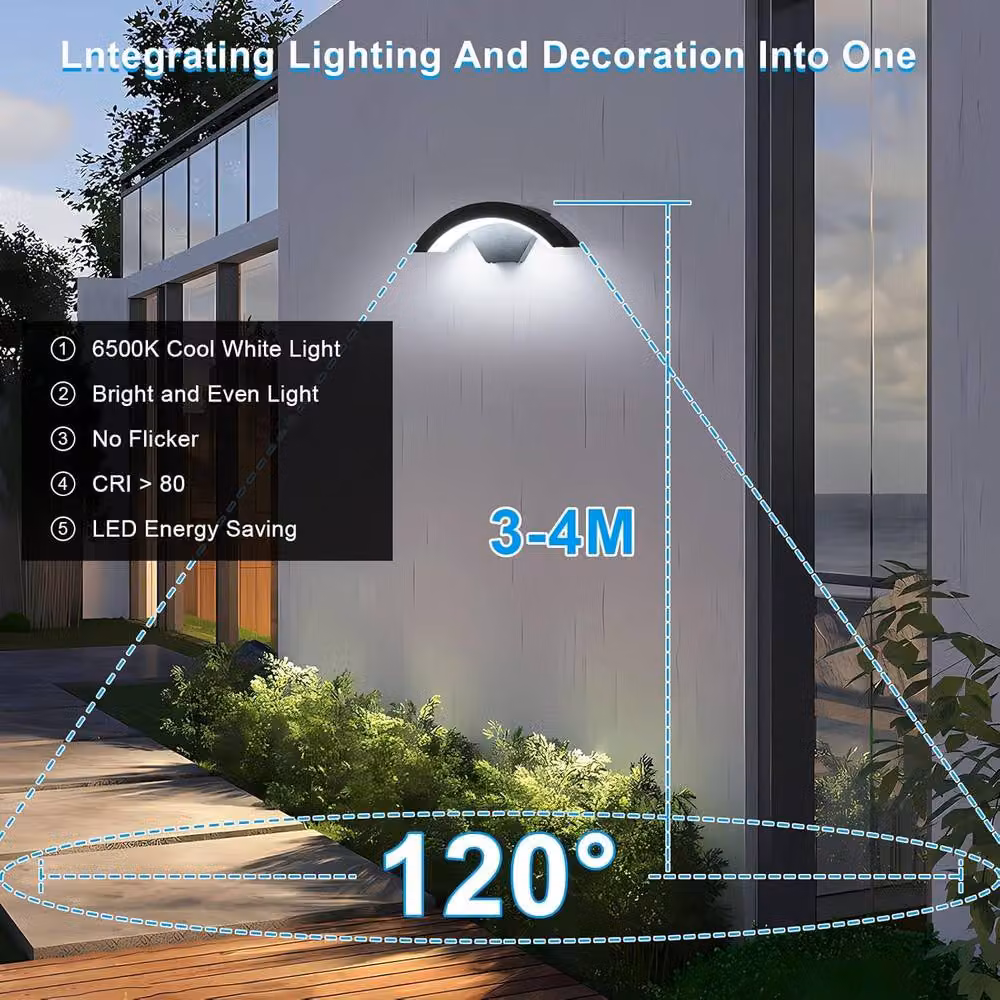Goeco Modern LED Wall Light, 24W IP65 Waterproof Outdoor Lamp in Black – 6