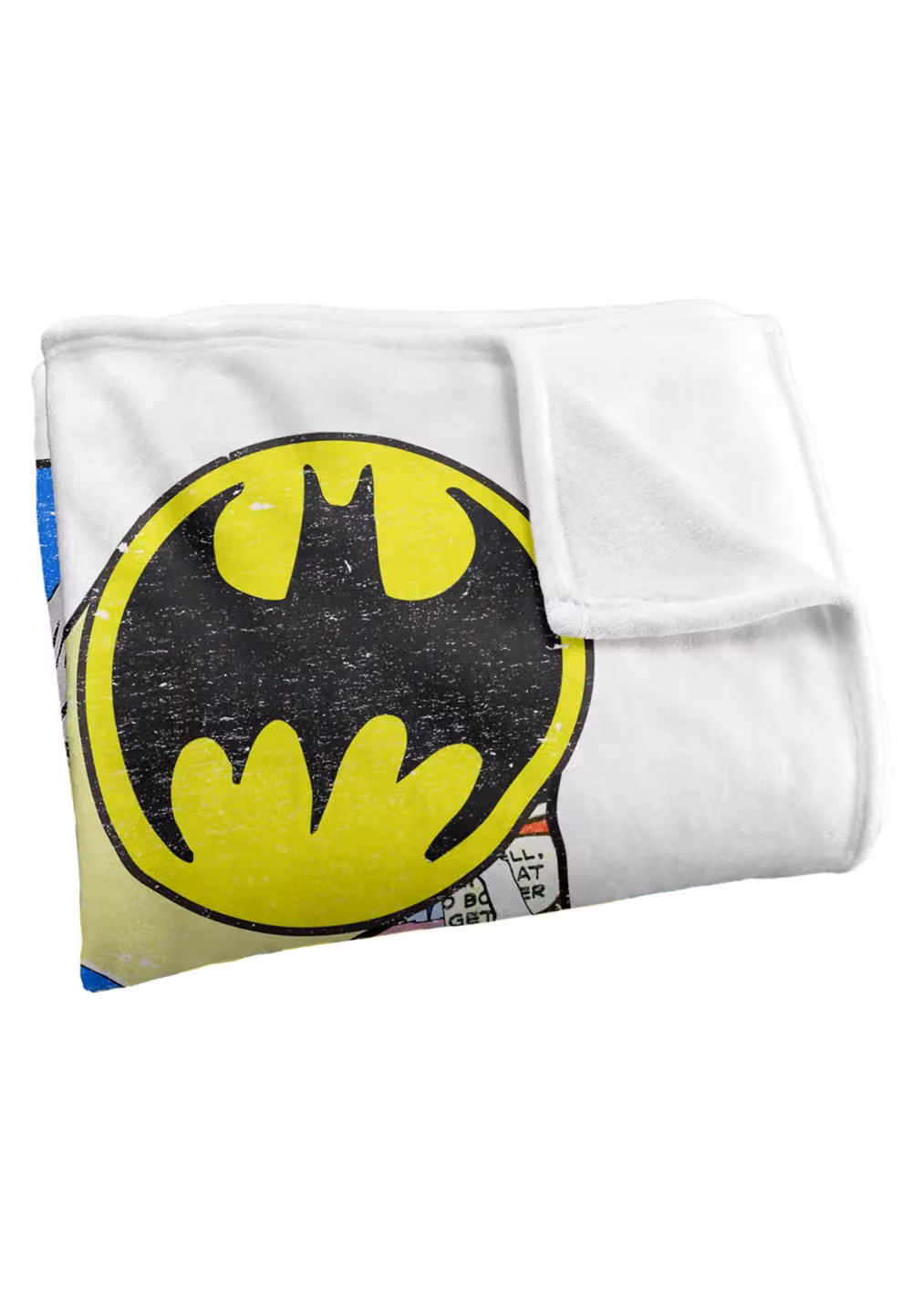 DC Comics Batman Out of The Pages Blanket, White and Multicolour, W: 152 cm, D: 127 cm – 2