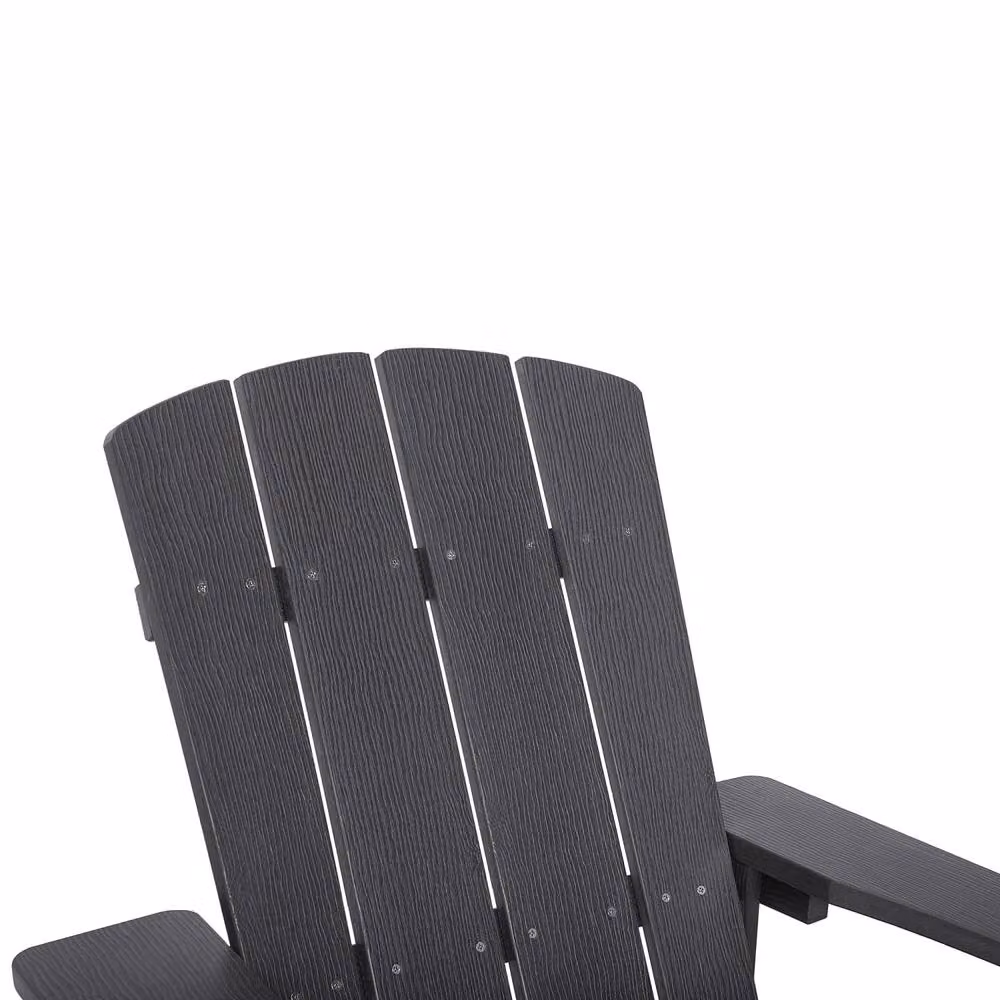 Wyld and Coco Modern Dark Grey Faux Wood Garden Chair with Stainless Steel Metal Frame – 6