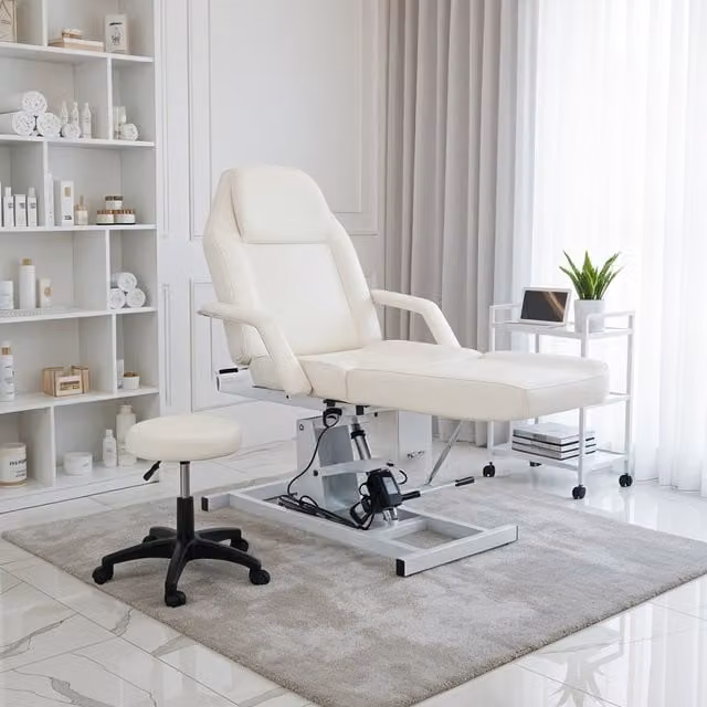 Darphe Beige Faux Leather Massage Beauty Salon Bed with Electric Height Lift