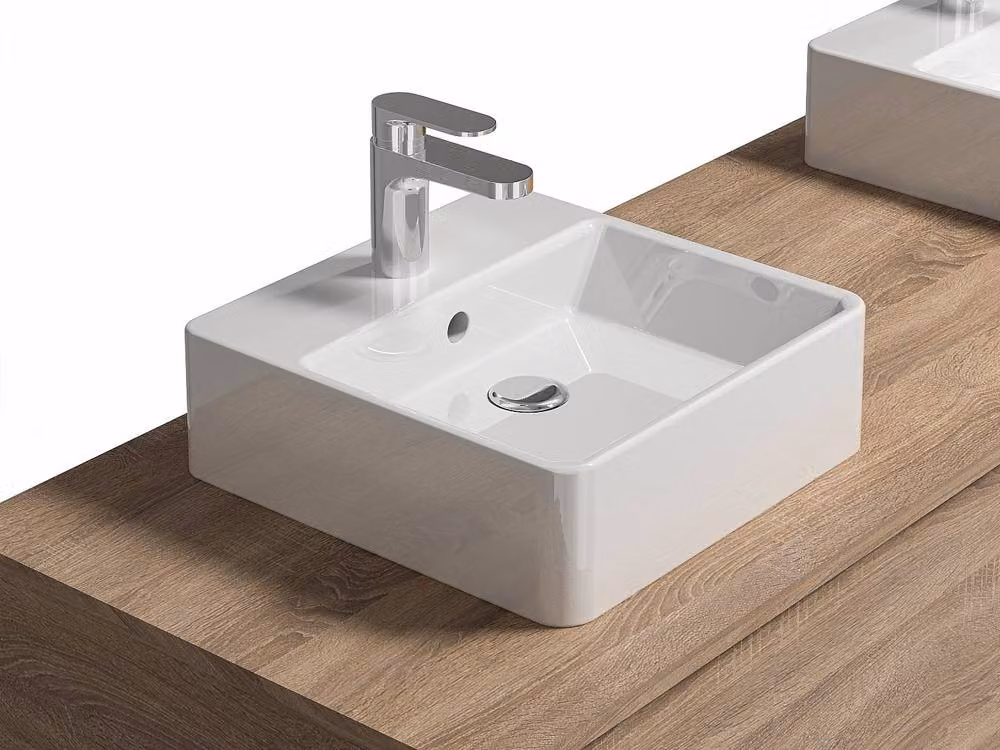 Vente-unique Double Washbasin Vanity Unit in Light Oak, W: 150 cm, D: 47 cm, H: 32 cm – 3