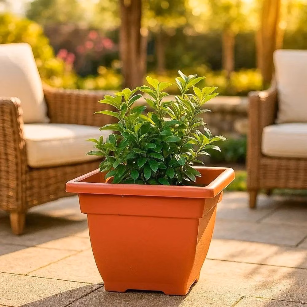 SPETLEK Brown Terracotta Large Square Bell Planter Plastic Pot W/D/H: 100 x 38 x 15 cm – 5
