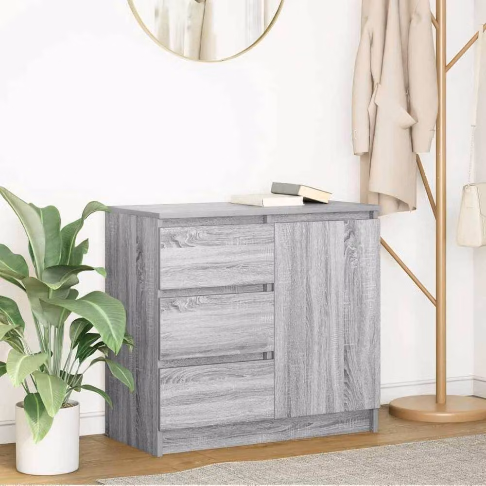 Berkfield Home Modern Sideboard with Drawer in Grey Sonoma, W/D/H: 71 x 35 x 65 cm – 2