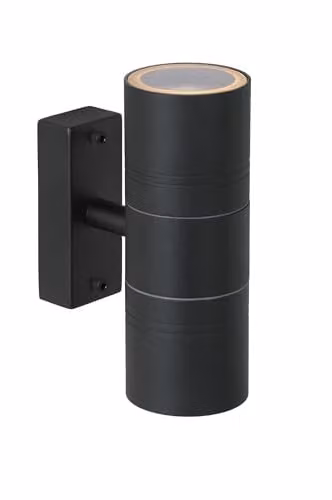 Lucide ARNE Black Adjustable LED Up Down Outdoor Wall Spotlight with GU10 Warm White Bulb – 1