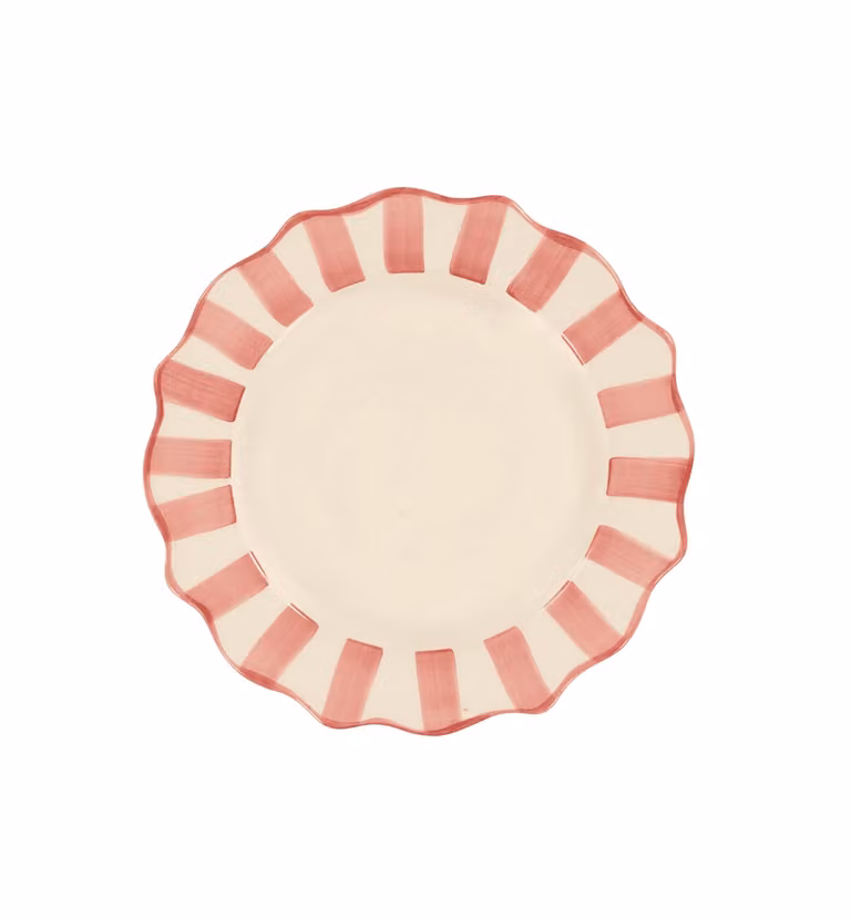 Anna + Nina Pink Striped Ceramic Scalloped Side Plate