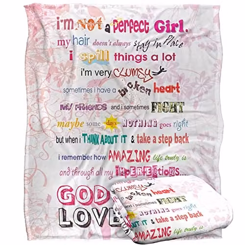 Bcreative Slingshot Publishing Not Perfect Silky Touch Super Soft Fleece Throw Blanket, White, W: 152 cm, D: 127 cm