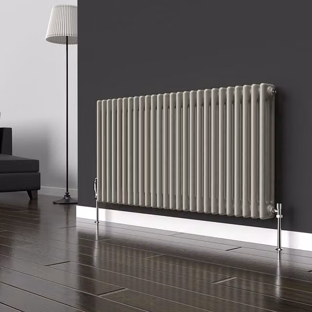 Lux Heat Horizontal 3 Column Radiator in Dune Grey, H: 119 cm, W: 60 cm