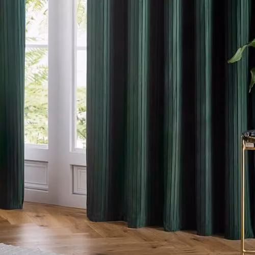 Paoletti Corinthian Velvet Eyelet Curtain Pair in Green, W: 168 cm, H: 229 cm – 5
