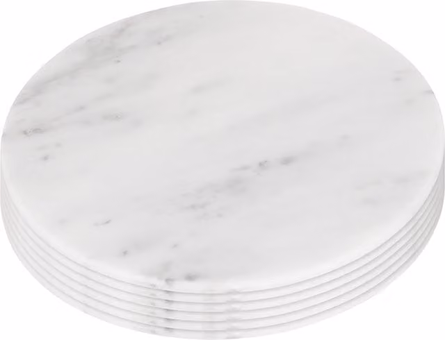 Argon Tableware Round Marble Placemats, Pack of 6, White, Diameter: 30 cm