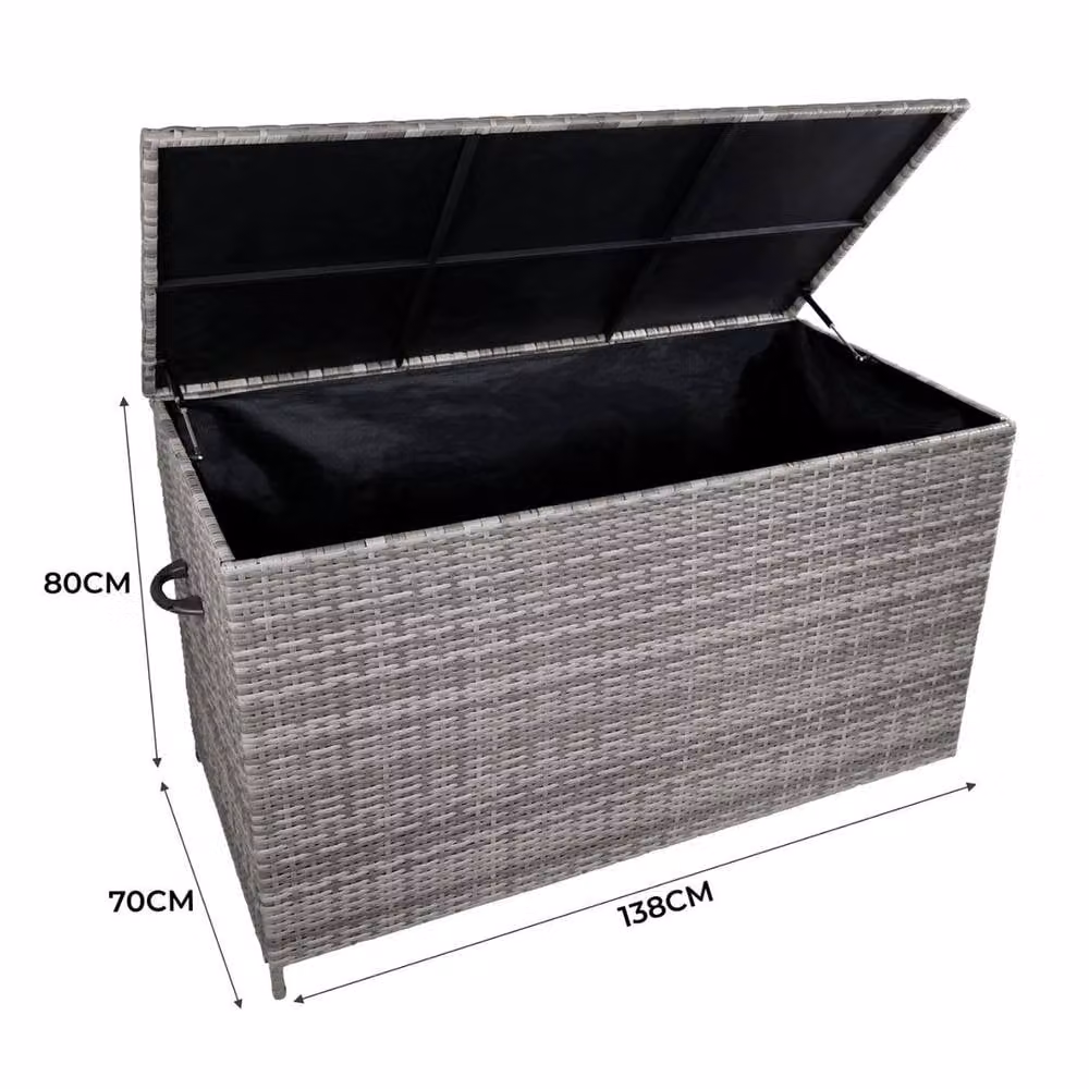 FLAVORA Grey Garden Storage Box with Large Cushion, W/D/H: 100 x 15 x 138 cm – 2